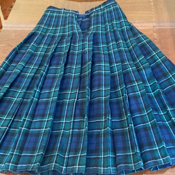 Pendleton 100% virgin wall size 6 tartan green and blue plaid ladies skirt kilt - Picture 7 of 12